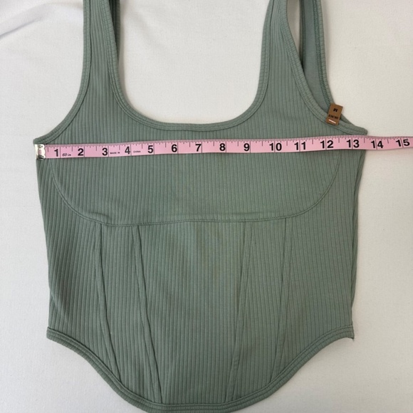 NWT PINK Teal Green Crinched Corset cropped top size Medium - Picture 6 of 7